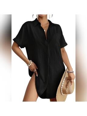 NWT Bsubseach Swimsuit Coverup Shirt Button Down Cover Up, Small